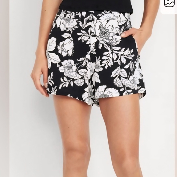 Old Navy Pants - Old Navy Black and White Floral High Waist Shorts